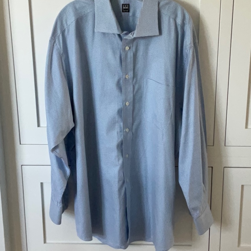 Ike Behar Blue Dress Shirt Classic Style